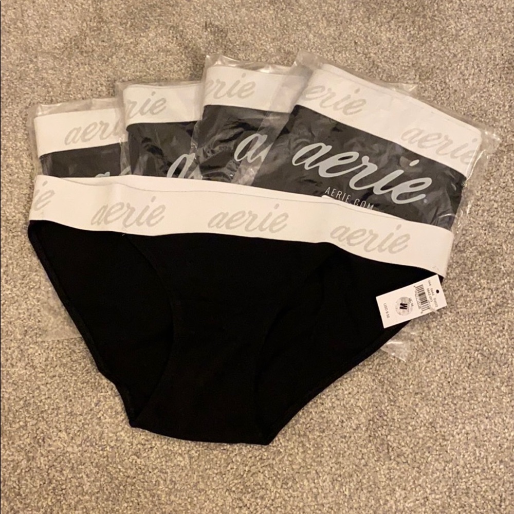5 pairs of black Aerie bikini panties